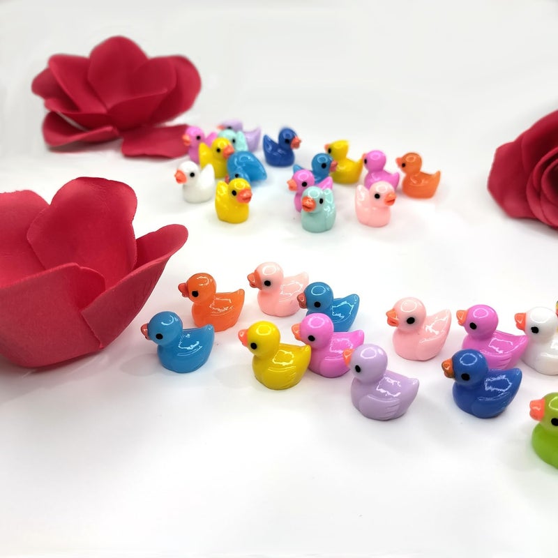 Cidinge 110 Pieces Mini Resin Ducks Tiny Duck Miniature Figures Charms Ornament Potted Garden for Party, DIY Micro Landscape Decorations, Aquarium Ornaments - Image 3